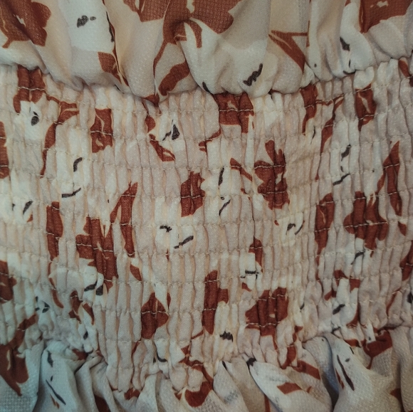 NEW Minkpink Elena Mini Dress Size Extra Large Brown Floral Ruche Ruffle XL - Picture 8 of 13